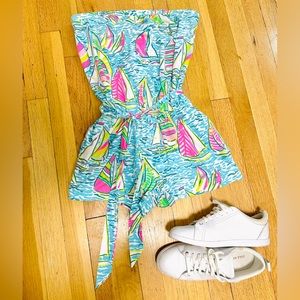 Lilly Pulitzer. nautical boat print. Medium. Bow Romper
